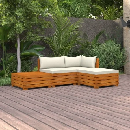 Garden furniture 4 pieces with cushions solid acacia wood by , Garden sets - Ref: Foro24-3087283, Price: 528,58 €, Discount: %