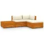 Garden furniture 4 pieces with cushions solid acacia wood by , Garden sets - Ref: Foro24-3087283, Price: 528,58 €, Discount: %