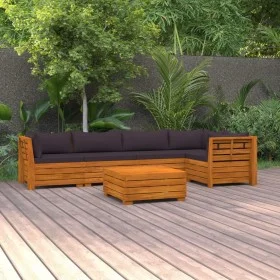 Muebles de jardín 6 piezas con cojines madera maciza de acacia de , Conjuntos de jardín - Ref: Foro24-3087327, Precio: 889,58...