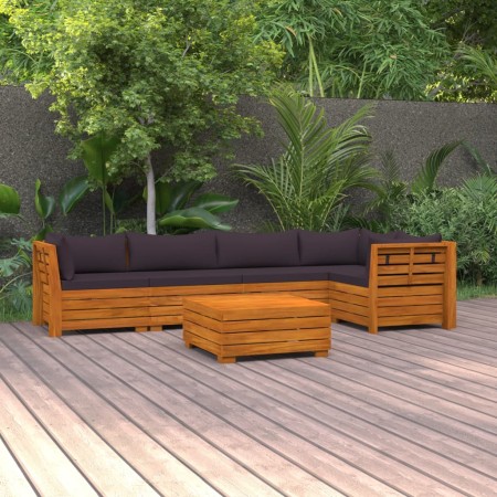 Garden furniture 6 pieces with cushions solid acacia wood by , Garden sets - Ref: Foro24-3087327, Price: 888,01 €, Discount: %
