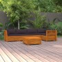 Garden furniture 6 pieces with cushions solid acacia wood by , Garden sets - Ref: Foro24-3087327, Price: 888,01 €, Discount: %