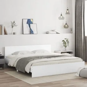 White bed frame with headboard 200x200 cm by , Beds and slatted bases - Ref: Foro24-3207455, Price: 192,04 €, Discount: %
