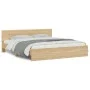 Sonoma oak bed frame with headboard 200x200 cm by , Beds and slatted bases - Ref: Foro24-3207457, Price: 190,19 €, Discount: %