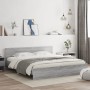 Estructura de cama con cabecero gris Sonoma 200x200 cm de , Camas y somieres - Ref: Foro24-3207460, Precio: 167,13 €, Descuen...