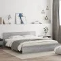 Sonoma gray bed frame with headboard 200x200 cm by , Beds and slatted bases - Ref: Foro24-3207460, Price: 163,41 €, Discount: %