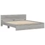 Sonoma gray bed frame with headboard 200x200 cm by , Beds and slatted bases - Ref: Foro24-3207460, Price: 163,41 €, Discount: %