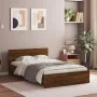 Bed frame with oak brown headboard 135x190 cm by , Beds and slatted bases - Ref: Foro24-3207510, Price: 165,87 €, Discount: %