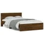 Bed frame with oak brown headboard 135x190 cm by , Beds and slatted bases - Ref: Foro24-3207510, Price: 165,87 €, Discount: %