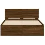 Bed frame with oak brown headboard 135x190 cm by , Beds and slatted bases - Ref: Foro24-3207510, Price: 165,87 €, Discount: %