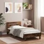 Bed frame headboard LED lights smoked oak 100x200 cm by , Beds and slatted bases - Ref: Foro24-838712, Price: 116,75 €, Disco...