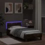 Bed frame headboard LED lights smoked oak 100x200 cm by , Beds and slatted bases - Ref: Foro24-838712, Price: 116,75 €, Disco...