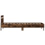 Bed frame headboard LED lights smoked oak 100x200 cm by , Beds and slatted bases - Ref: Foro24-838712, Price: 118,87 €, Disco...