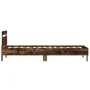 Bed frame headboard LED lights smoked oak 100x200 cm by , Beds and slatted bases - Ref: Foro24-838712, Price: 116,75 €, Disco...