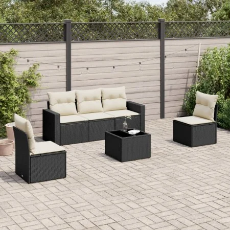 Set de sofás de jardín 6 piezas y cojines ratán sintético negro by , Modular outdoor sofas - Ref: Foro24-3251133, Price: 344,...