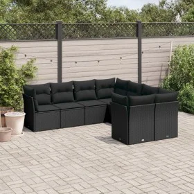 Set de sofás de jardín 8 piezas y cojines ratán sintético negro de , Conjuntos de jardín - Ref: Foro24-3250424, Precio: 531,1...