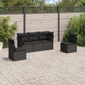 Set de muebles de jardín 5 pzas y cojines ratán sintético negro de , Conjuntos de jardín - Ref: Foro24-3217345, Precio: 341,2...