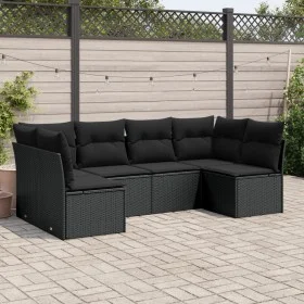 Set de sofás de jardín 6 piezas y cojines ratán sintético negro by , Garden sets - Ref: Foro24-3217385, Price: 369,04 €, Disc...