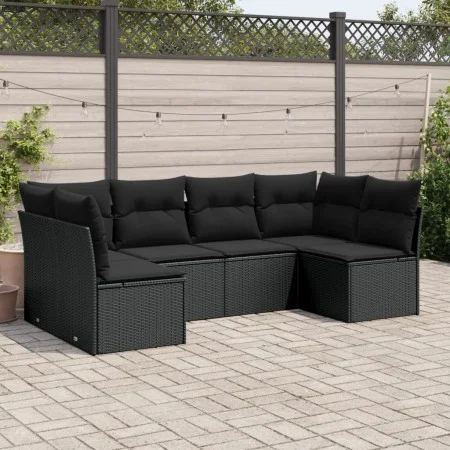Set de sofás de jardín 6 piezas y cojines ratán sintético negro de , Conjuntos de jardín - Ref: Foro24-3217385, Precio: 369,3...