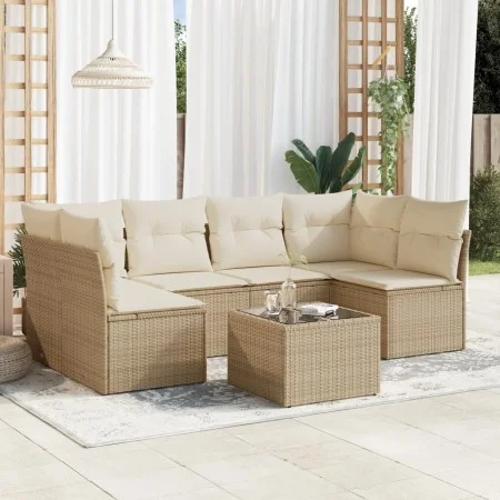 Set sofás de jardín 7 piezas y cojines ratán sintético beige by , Garden sets - Ref: Foro24-3217398, Price: 442,52 €, Discoun...
