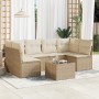 Gartensofagarnitur 7-teilig mit Kissen aus synthetischem Rattan in Beige. von , Gartensets - Ref: Foro24-3217398, Preis: 424,...