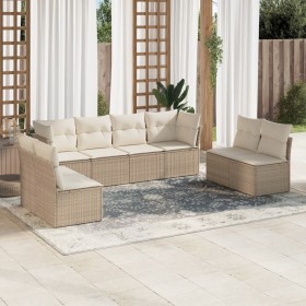 Garden sofa set with beige cushions, 8 pieces, PE rattan. by , Garden sets - Ref: Foro24-3217448, Price: 483,36 €, Discount: %