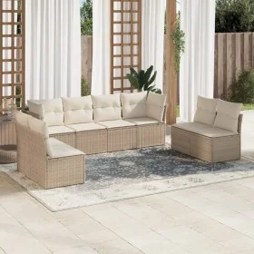 Garden sofa set with beige cushions, 8 pieces, PE rattan. by , Garden sets - Ref: Foro24-3217448, Price: 501,71 €, Discount: %