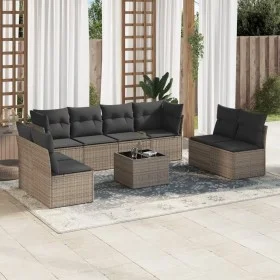 Gartenmöbel-Set 9-teilig mit grauen Polstern aus synthetischem Rattan von , Gartensets - Ref: Foro24-3217460, Preis: 498,52 €...