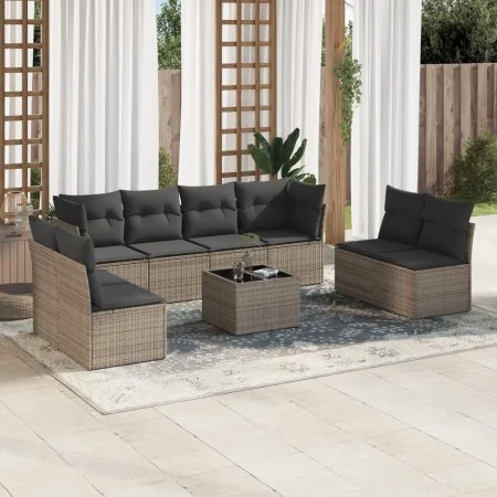 Set de muebles de jardín 9 pzas y cojines ratán sintético gris de , Conjuntos de jardín - Ref: Foro24-3217460, Precio: 497,56...