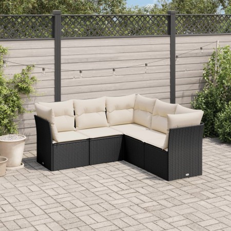 Gartenmöbel-Set, 5-teilig, mit schwarzen Polstern aus synthetischem Rattan. von , Gartensets - Ref: Foro24-3217616, Preis: 30...