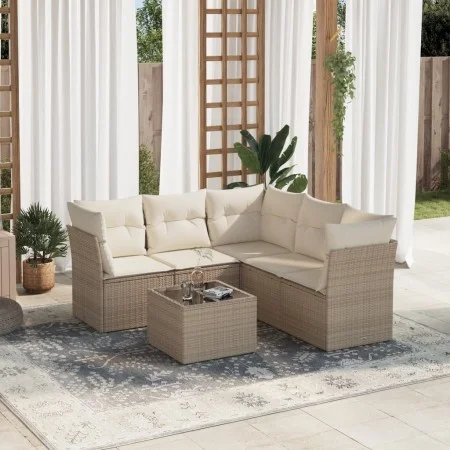 Gartensofa-Set mit 6-teiligen Kissen aus synthetischem Rattan in Beige. von , Gartensets - Ref: Foro24-3217628, Preis: 423,38...