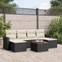 Garten-Essgruppe 7-teilig mit schwarzen Polstern aus synthetischem Rattan von , Modulare Sofas für den Außenbereich - Ref: Fo...