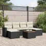 Garten-Essgruppe 7-teilig mit schwarzen Polstern aus synthetischem Rattan von , Modulare Sofas für den Außenbereich - Ref: Fo...