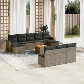Set de sofás de jardín 11 pzas y cojines ratán sintético gris by , Modular outdoor sofas - Ref: Foro24-3224331, Price: 572,27...