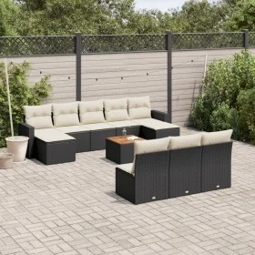 Set de sofás de jardín 11 pzas y cojines ratán sintético negro by , Modular outdoor sofas - Ref: Foro24-3224327, Price: 563,9...