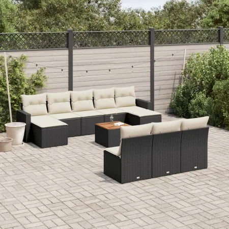 Set de sofás de jardín 11 pzas y cojines ratán sintético negro by , Modular outdoor sofas - Ref: Foro24-3224327, Price: 563,9...