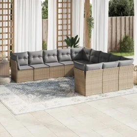 Set de sofás de jardín 11pzas con cojines ratán sintético beige by , Garden sets - Ref: Foro24-3218409, Price: 659,55 €, Disc...