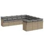 Set de sofás de jardín 11pzas con cojines ratán sintético beige by , Garden sets - Ref: Foro24-3218409, Price: 659,55 €, Disc...