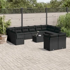 Set de sofás de jardín y cojines 13 pzas ratán sintético negro by , Garden sets - Ref: Foro24-3218435, Price: 847,19 €, Disco...