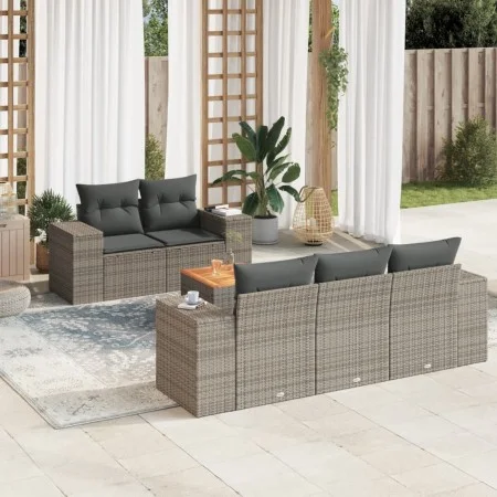 Gartenmöbel-Set, 6-teilig, mit grauen Polstern aus synthetischem Rattan. von , Gartensets - Ref: Foro24-3257663, Preis: 434,8...