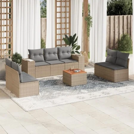 Juego de sofás de jardín con cojines beige 8 pzas ratán PE by , Garden sets - Ref: Foro24-3257732, Price: 497,94 €, Discount: %