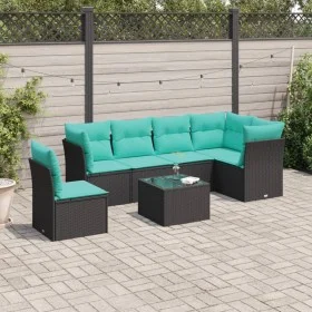 Set de comedor de jardín 7 pzas y cojines ratán sintético negro by , Garden sets - Ref: Foro24-3217705, Price: 457,86 €, Disc...