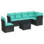 Set de comedor de jardín 7 pzas y cojines ratán sintético negro de , Conjuntos de jardín - Ref: Foro24-3217705, Precio: 436,62 €