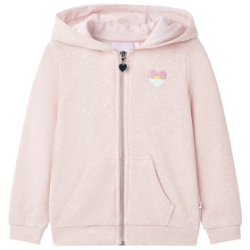 Sudadera infantil con capucha y cremallera rosa claro mezcla 116