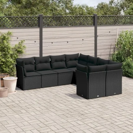 Set de sofás de jardín 8 piezas y cojines ratán sintético negro by , Garden sets - Ref: Foro24-3218585, Price: 524,32 €, Disc...