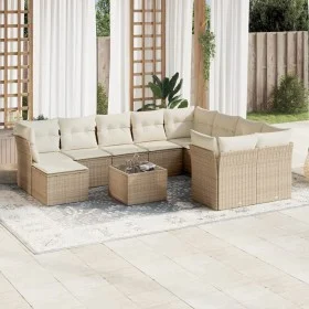 Set de sofás de jardín 11pzas con cojines ratán sintético beige by , Garden sets - Ref: Foro24-3218598, Price: 706,72 €, Disc...