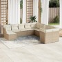Set de sofás de jardín 11pzas con cojines ratán sintético beige by , Garden sets - Ref: Foro24-3218608, Price: 689,29 €, Disc...