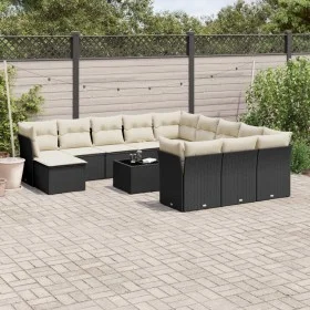 Gartensofa-Set und Kissen, 13-teilig, aus schwarzem Kunststoff-Rattan. von , Gartensets - Ref: Foro24-3218636, Preis: 778,28 ...