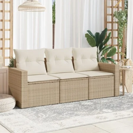 Juego de sofás de jardín con cojines beige 3 pzas ratán PE by , Garden sets - Ref: Foro24-3218648, Price: 225,59 €, Discount: %