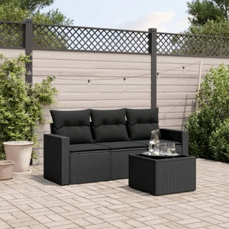 Gartensitzgruppe 4-teilig mit schwarzen Polstern aus synthetischem Rattan von , Gartensets - Ref: Foro24-3218655, Preis: 261,...