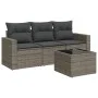 Gartensofagarnitur 4-teilig mit grauen Polstern aus synthetischem Rattan von , Gartensets - Ref: Foro24-3218660, Preis: 244,2...